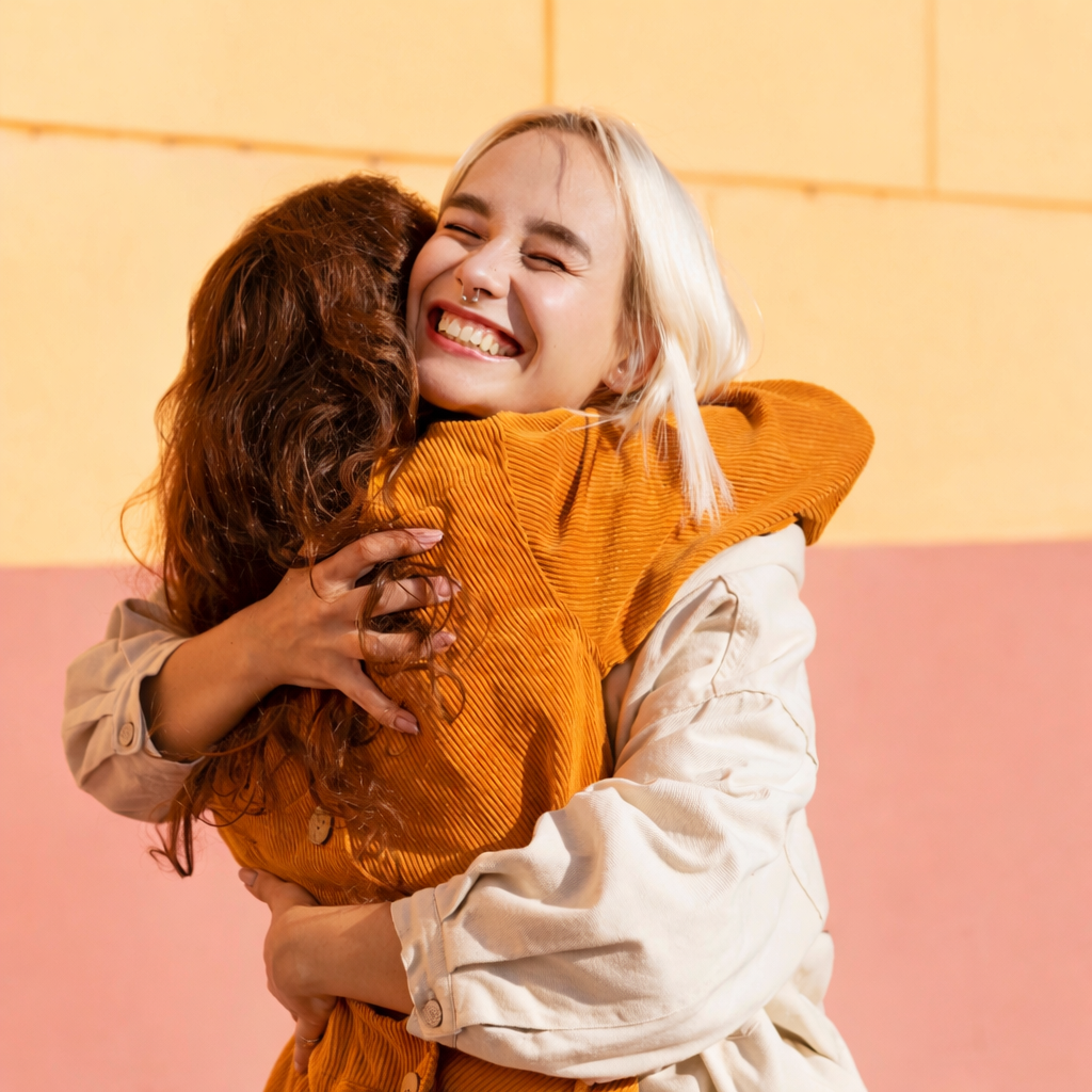 imagem de duas pessoas sorrindo